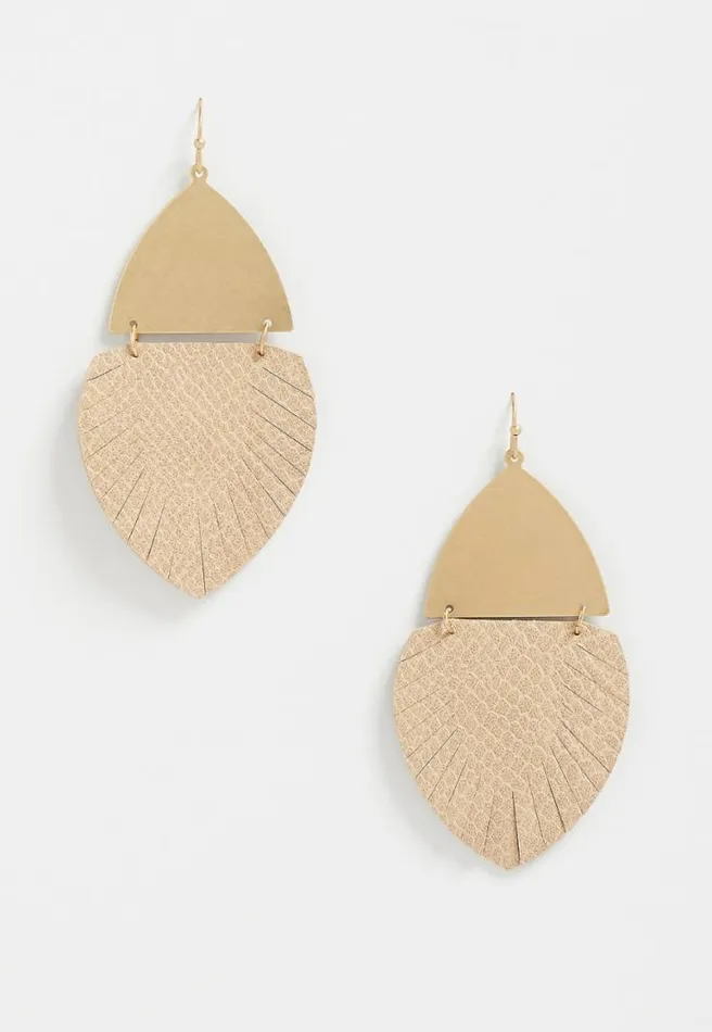 Gold Hinge Feather Drop Earrings Women Maurices Jewelry
