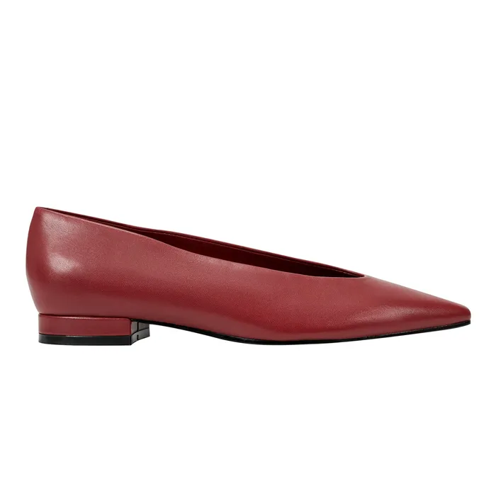 Gunner Pointed Toe Flat Red Leather Women Loafers and Flats Marc Fisher