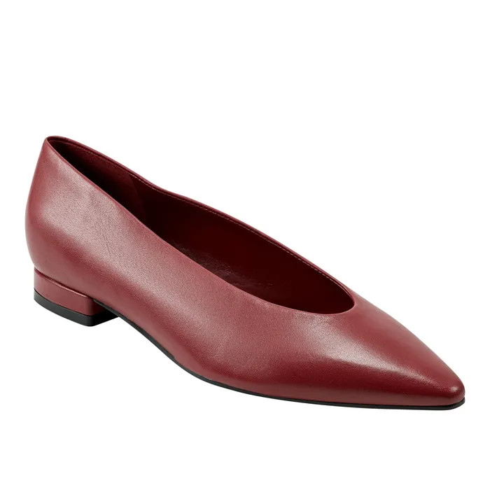 Gunner Pointed Toe Flat Red Leather Women Loafers and Flats Marc Fisher