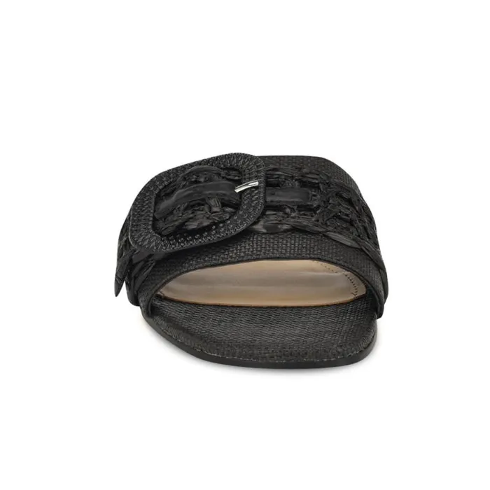Hagleigh Flat Slide Sandals Black Raffia Women Nine West Sandals Hagleigh Flat Slide Sandals Black Raffia Women Nine West Sandals