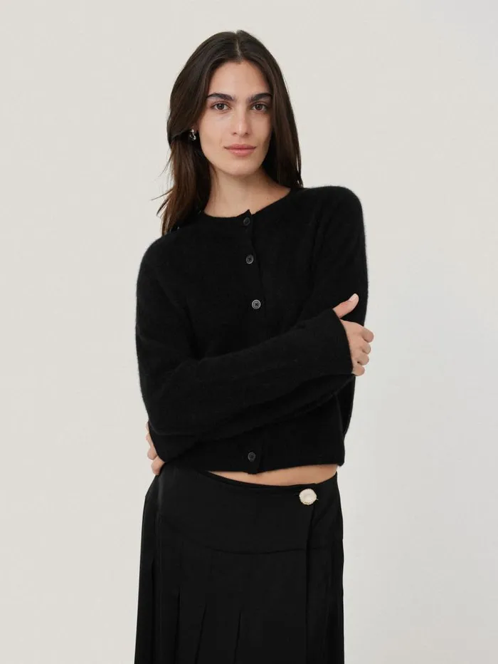 Halo Cashmere Cardigan Black Women Jigsaw Knitwear and Cashmere