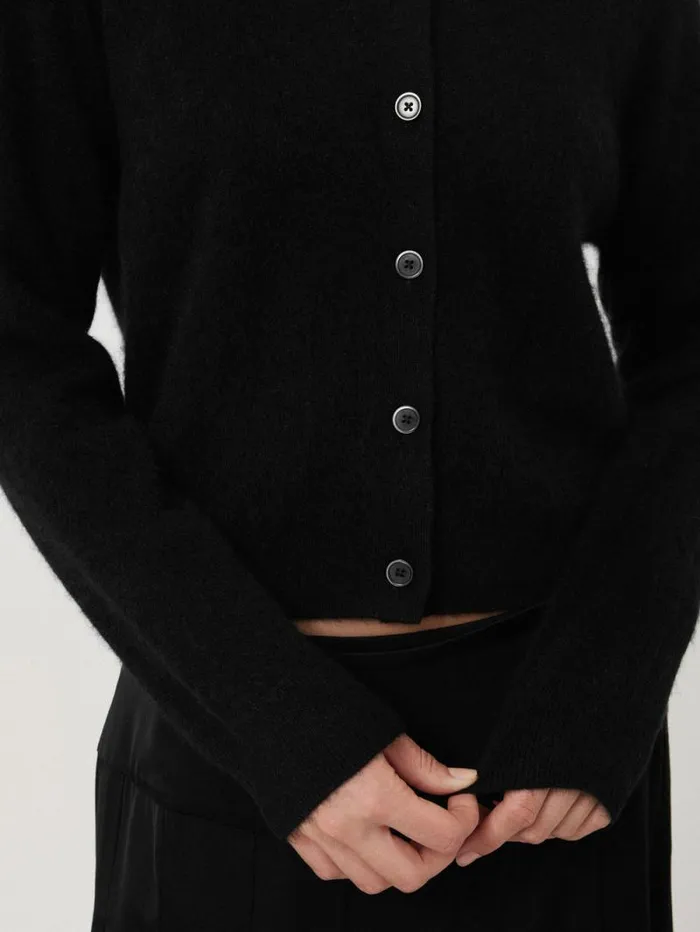 Halo Cashmere Cardigan Black Women Jigsaw Knitwear and Cashmere