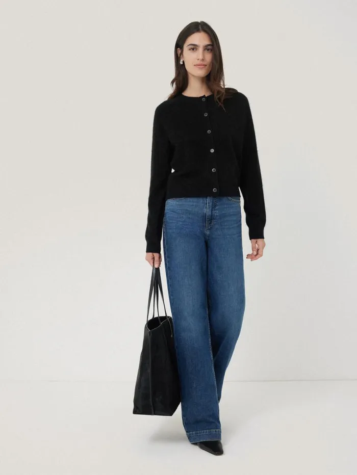 Halo Cashmere Cardigan Black Women Jigsaw Knitwear and Cashmere