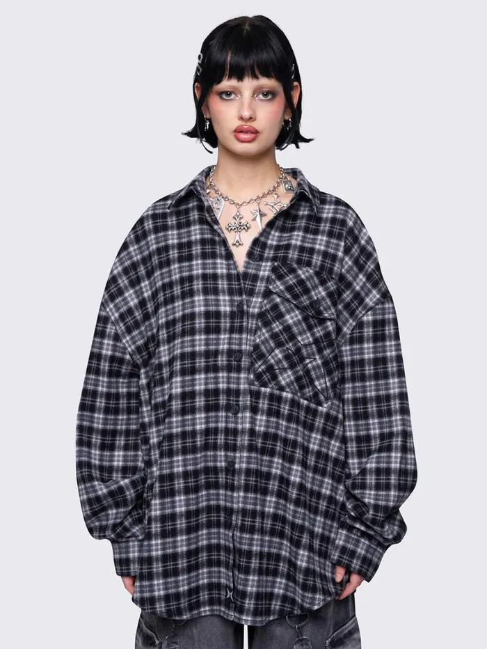 Harper Black Plaid Shirt Women Minga London Tops and TShirts
