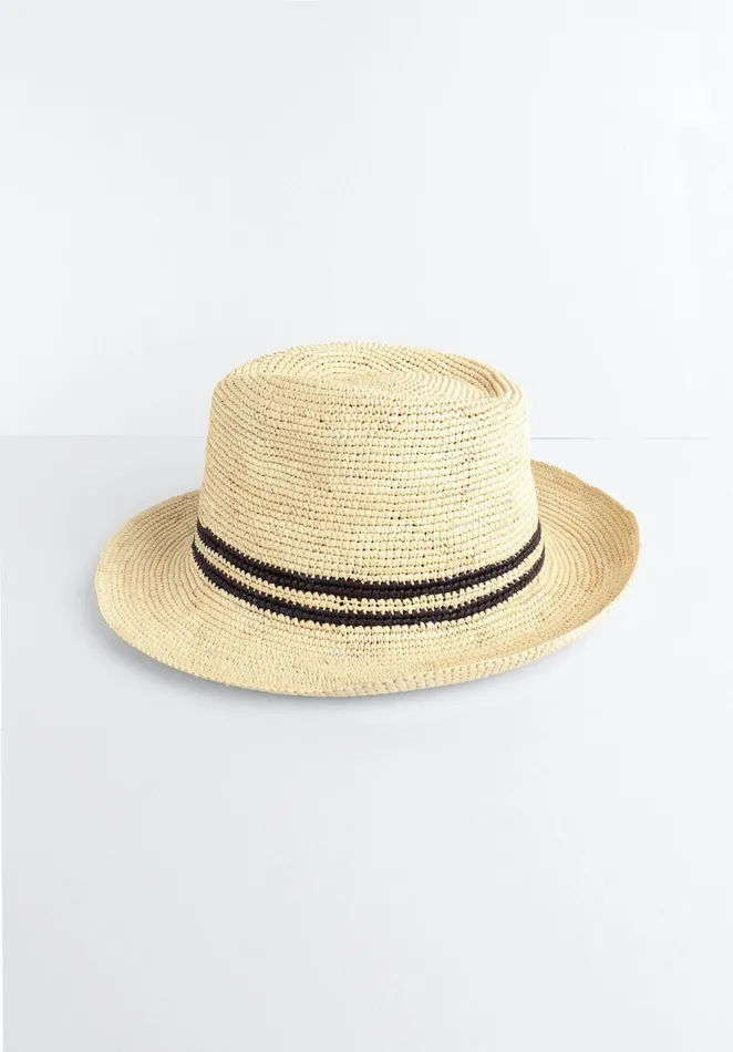 Hats Women Hush Crochet Panama Hat Beigeblack
