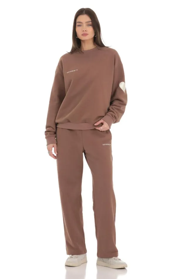 Heart Pocket Sweatpants Brown Women LUCY IN THE SKY Loungewear Heart Pocket Sweatpants Brown Women LUCY IN THE SKY Loungewear