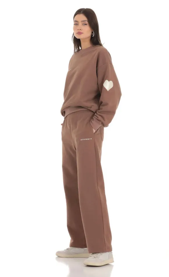 Heart Pocket Sweatpants Brown Women LUCY IN THE SKY Loungewear Heart Pocket Sweatpants Brown Women LUCY IN THE SKY Loungewear