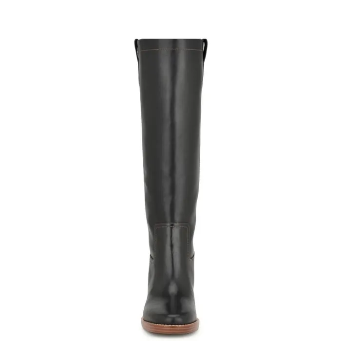 Hecee Block Heel Tailored Boots Black Leather Women Nine West Boots and Booties