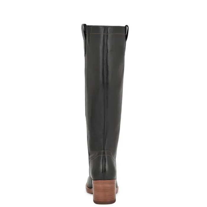 Hecee Block Heel Tailored Boots Black Leather Women Nine West Boots and Booties