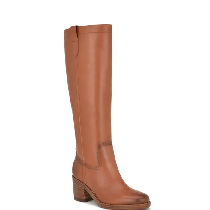 Hecee Block Heel Tailored Boots Brown Leather Women Nine West Boots and Booties Hecee Block Heel Tailored Boots Brown Leather Women Nine West Boots and Booties