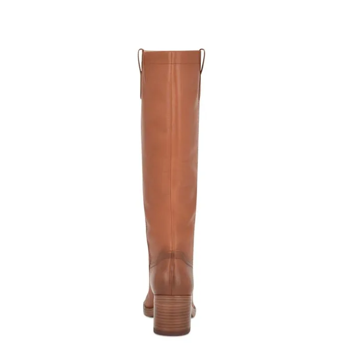 Hecee Block Heel Tailored Boots Brown Leather Women Nine West Boots and Booties Hecee Block Heel Tailored Boots Brown Leather Women Nine West Boots and Booties
