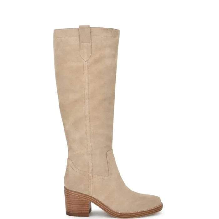 Hecee Block Heel Tailored Boots Tan Suede Women Nine West Boots and Booties
