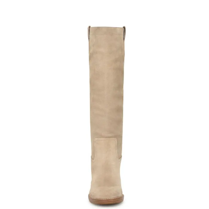 Hecee Block Heel Tailored Boots Tan Suede Women Nine West Boots and Booties