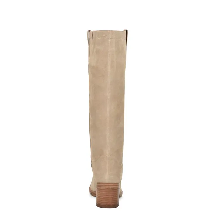 Hecee Block Heel Tailored Boots Tan Suede Women Nine West Boots and Booties