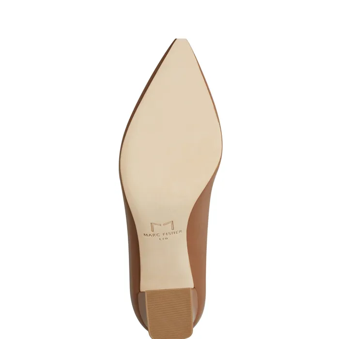 Heels and Pumps Women Marc Fisher Zala Block Heel Pointy Toe Pump Dark Natural Leather