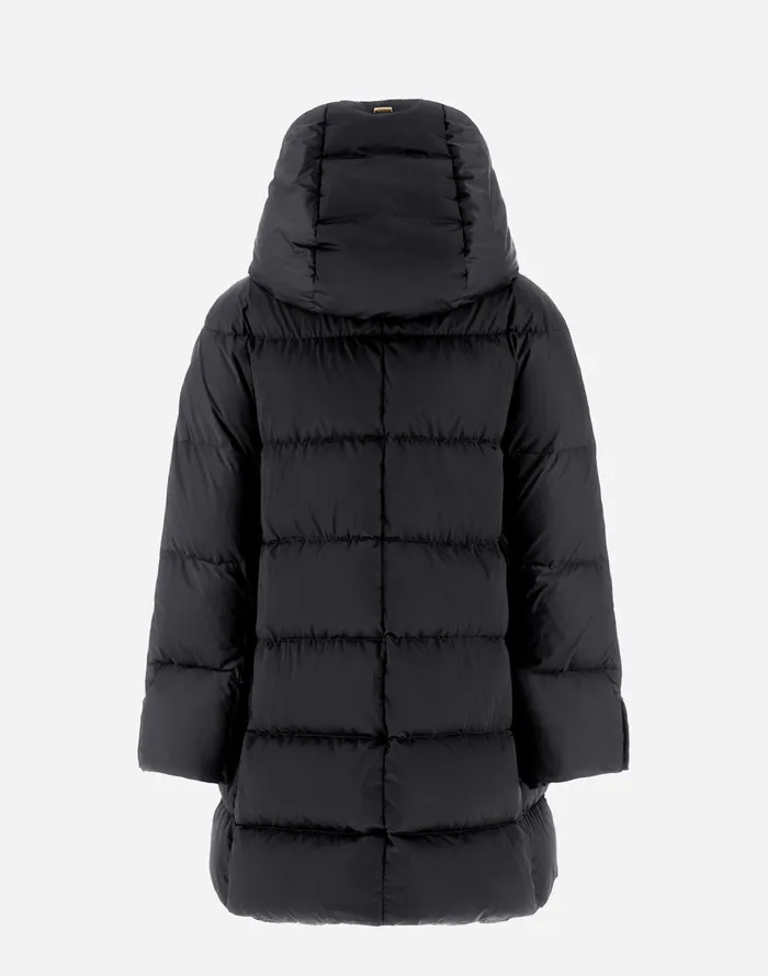 Herno ASHAPE JACKET IN SATIN Black Women Long Down Jackets