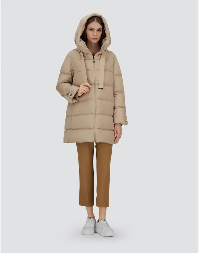 Herno ASHAPE JACKET IN SATIN Chantilly Women Long Down Jackets