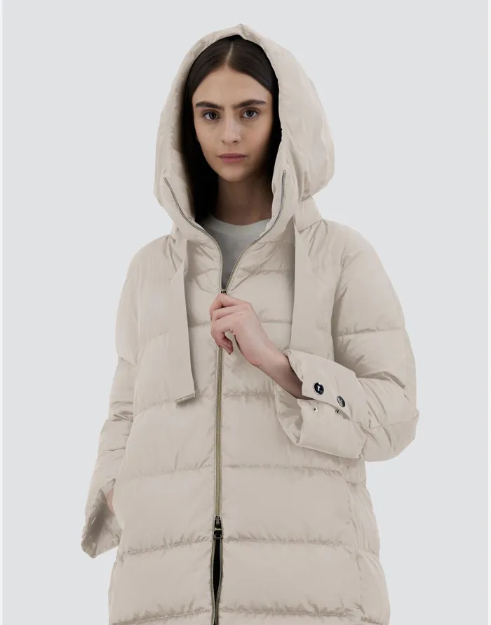 Herno ASHAPE JACKET IN SATIN Chantilly Women Long Down Jackets
