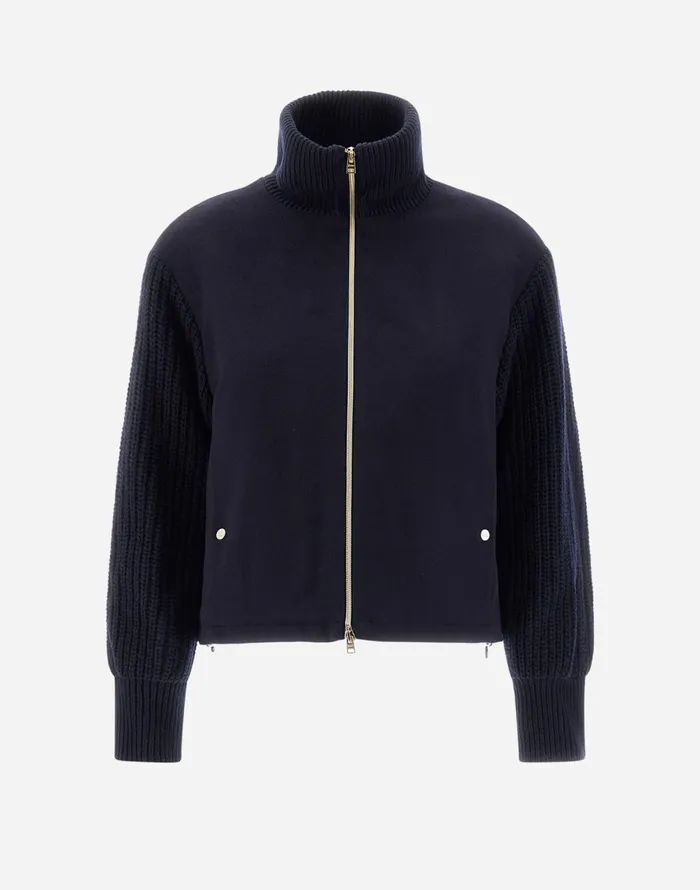 Herno BOMBER JACKET IN CASHMERE Dark Blue Women Bomber