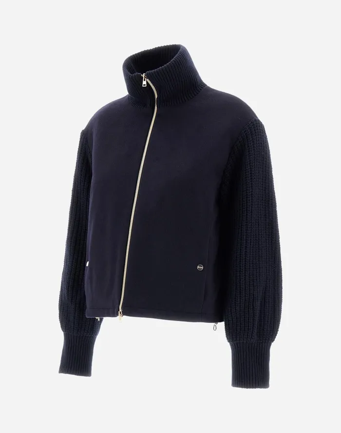 Herno BOMBER JACKET IN CASHMERE Dark Blue Women Bomber