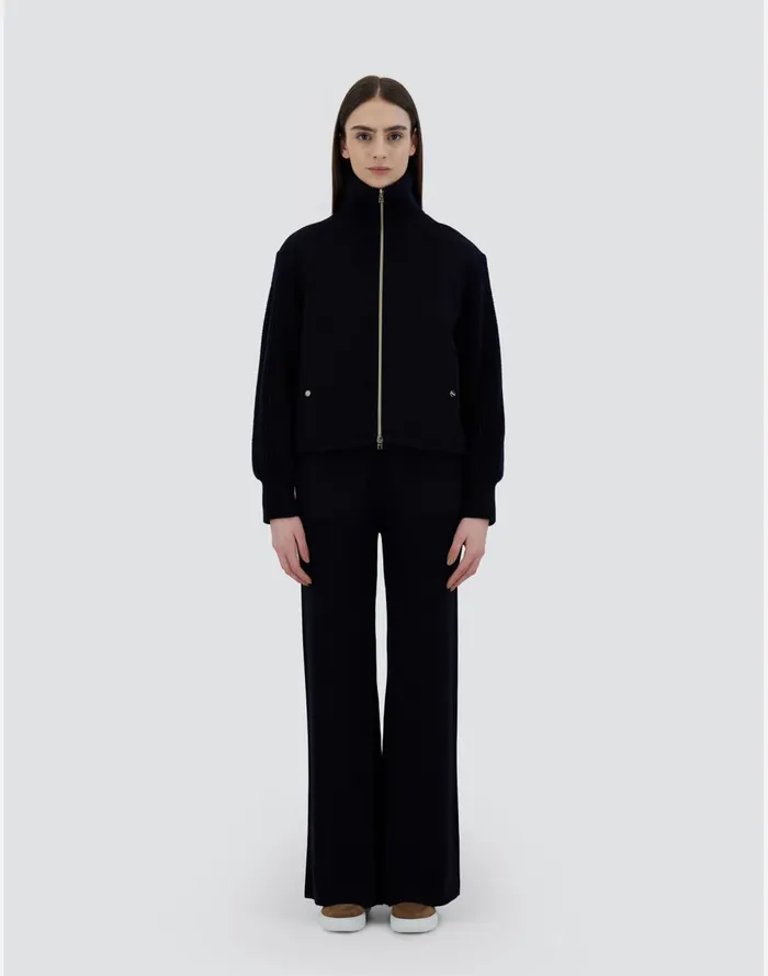 Herno BOMBER JACKET IN CASHMERE Dark Blue Women Bomber