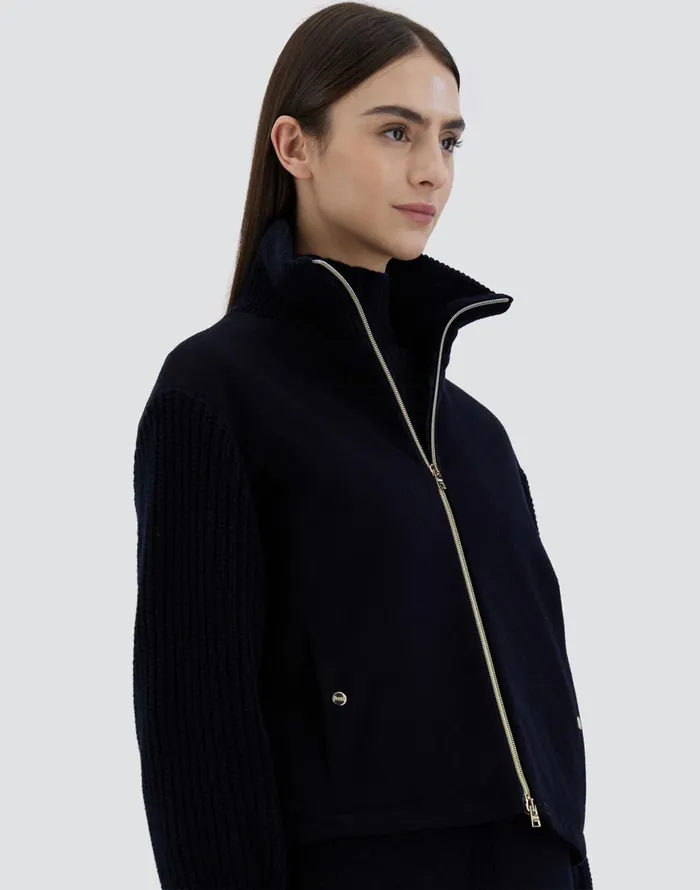 Herno BOMBER JACKET IN CASHMERE Dark Blue Women Bomber