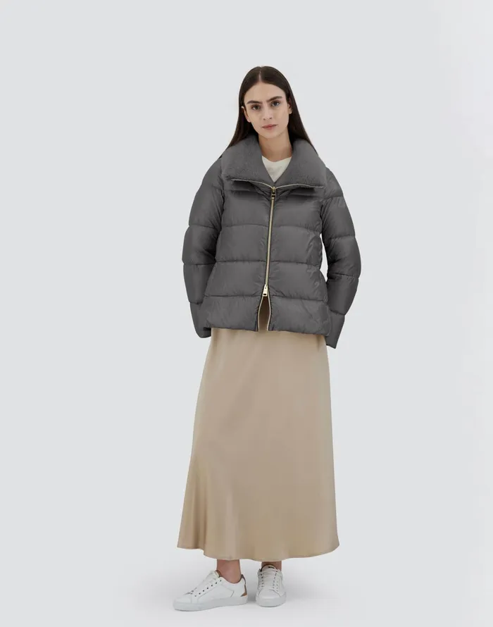 Herno BOMBER JACKET IN NYLON ULTRALIGHT AND NEW LADY FAUX FUR Grey Women Bomber