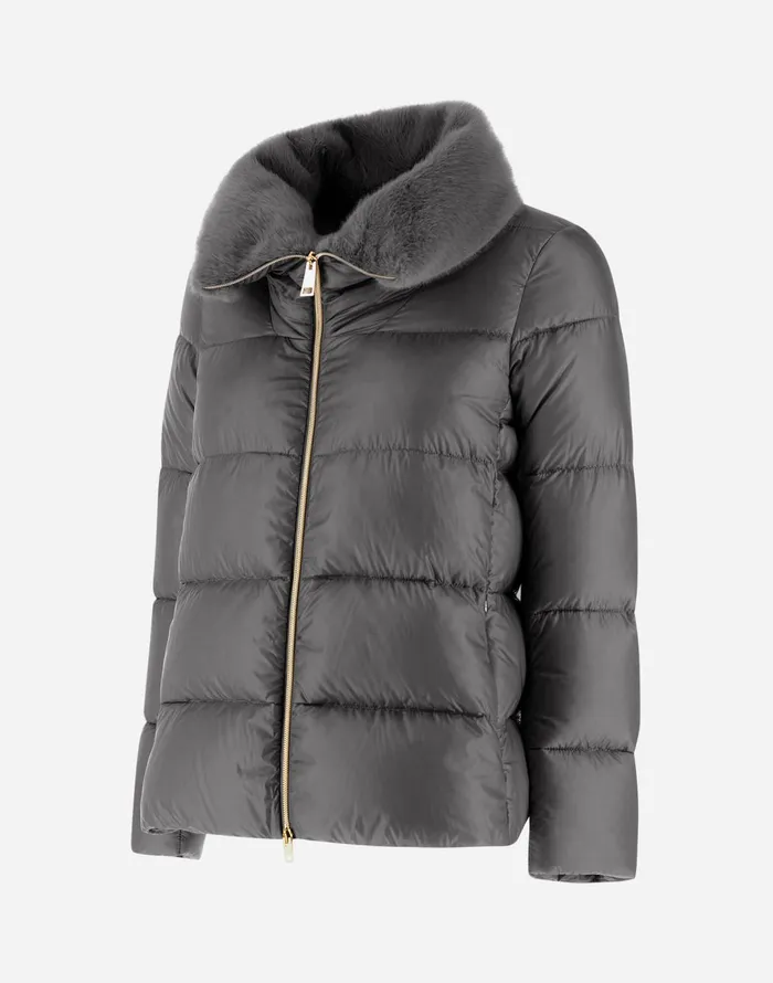 Herno BOMBER JACKET IN NYLON ULTRALIGHT AND NEW LADY FAUX FUR Grey Women Bomber