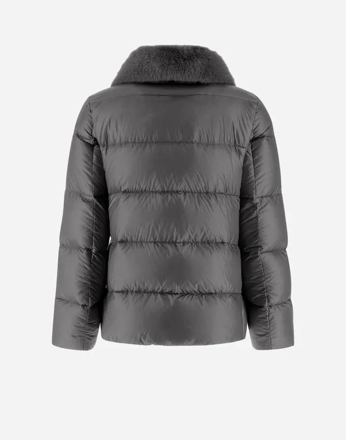 Herno BOMBER JACKET IN NYLON ULTRALIGHT AND NEW LADY FAUX FUR Grey Women Bomber