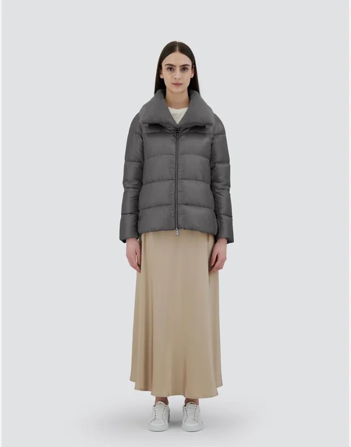 Herno BOMBER JACKET IN NYLON ULTRALIGHT AND NEW LADY FAUX FUR Grey Women Bomber