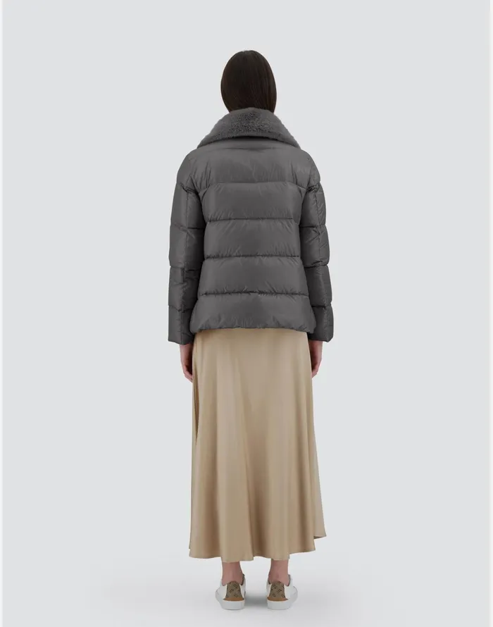 Herno BOMBER JACKET IN NYLON ULTRALIGHT AND NEW LADY FAUX FUR Grey Women Bomber