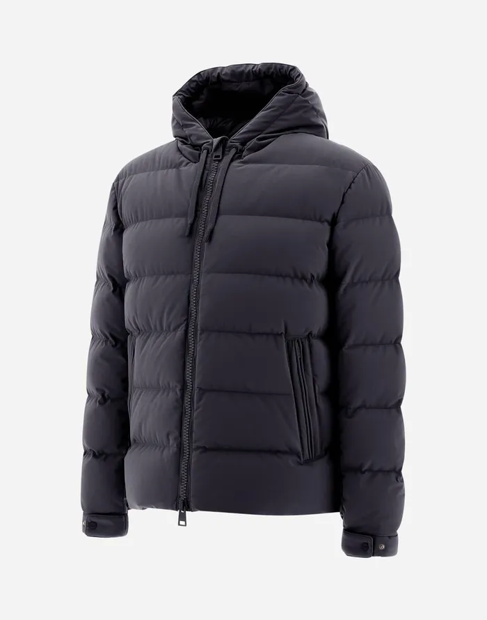 Herno BOMBER JACKET IN STRETCH SWEATER Black Men Bomber