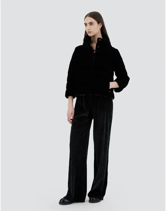 Herno CAPE IN MARBLEDVELVET Black Women Capes