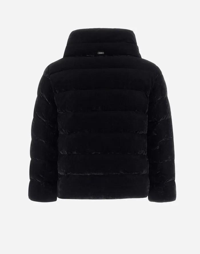 Herno CAPE IN MARBLEDVELVET Black Women Capes