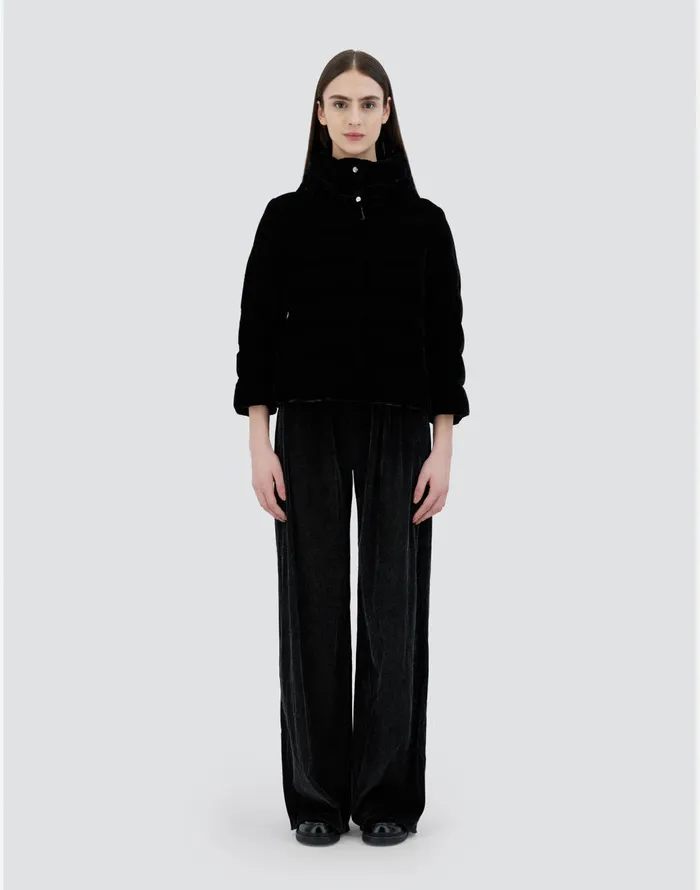 Herno CAPE IN MARBLEDVELVET Black Women Capes