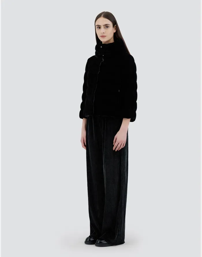 Herno CAPE IN MARBLEDVELVET Black Women Capes
