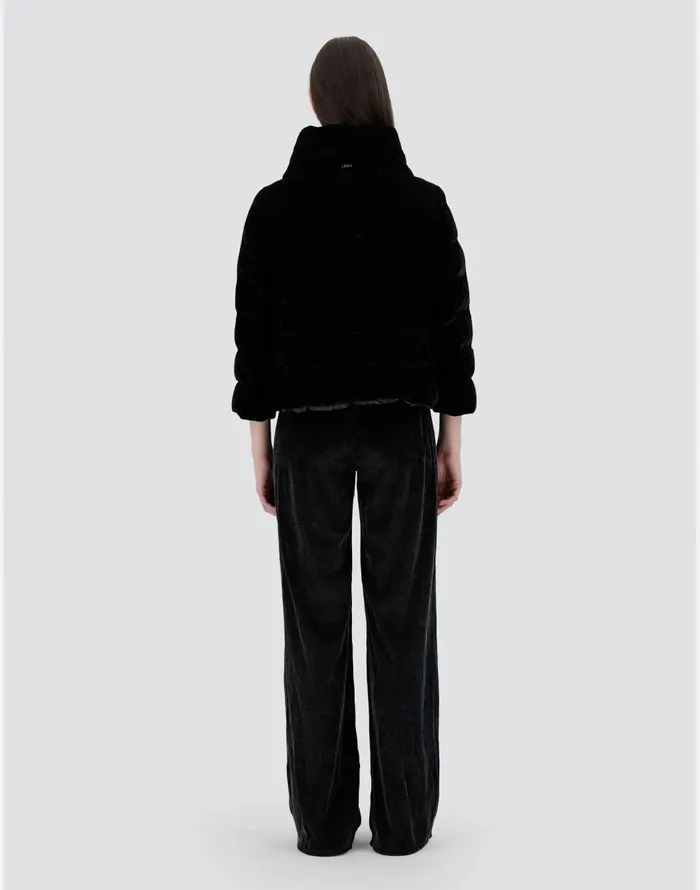 Herno CAPE IN MARBLEDVELVET Black Women Capes
