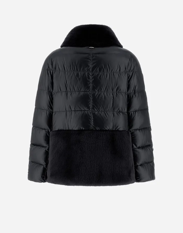 Herno CAPE IN NYLON ULTRALIGHT AND NEW LADY FAUX FUR Black Women Capes