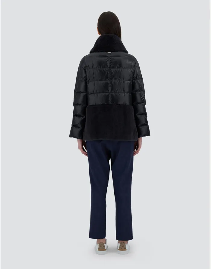 Herno CAPE IN NYLON ULTRALIGHT AND NEW LADY FAUX FUR Black Women Capes