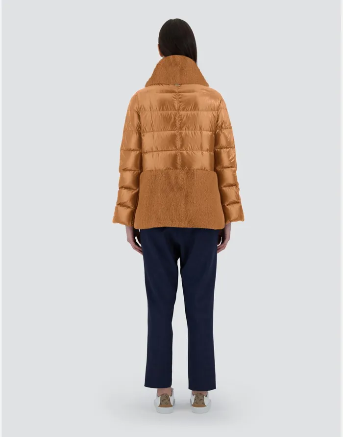 Herno CAPE IN NYLON ULTRALIGHT AND NEW LADY FAUX FUR Camel Women Capes