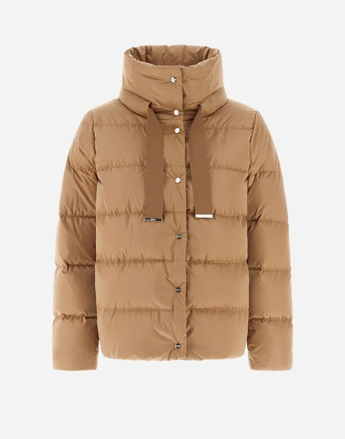 Herno CAPE IN SATIN Camel Women Short Down Jackets