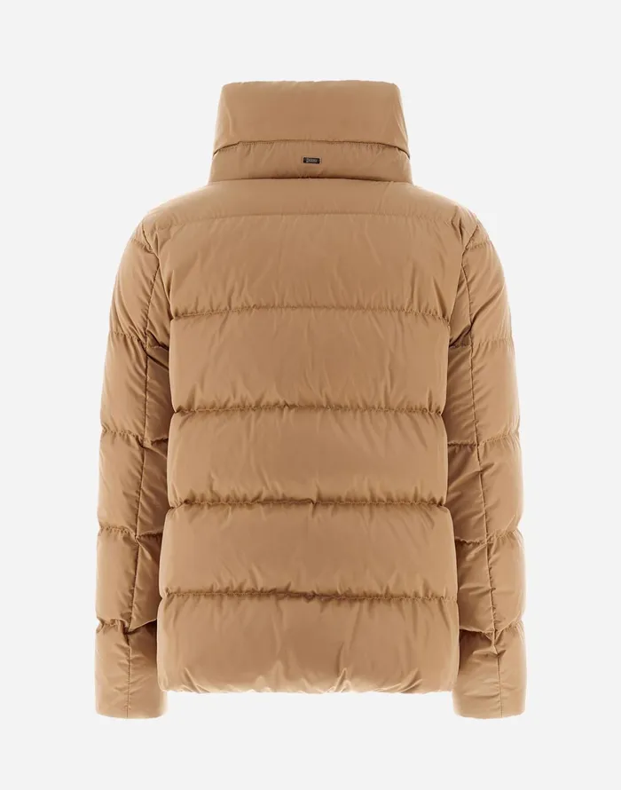 Herno CAPE IN SATIN Camel Women Short Down Jackets