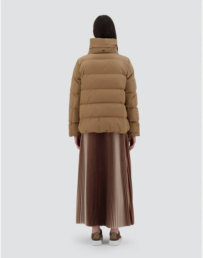 Herno CAPE IN SATIN Camel Women Short Down Jackets