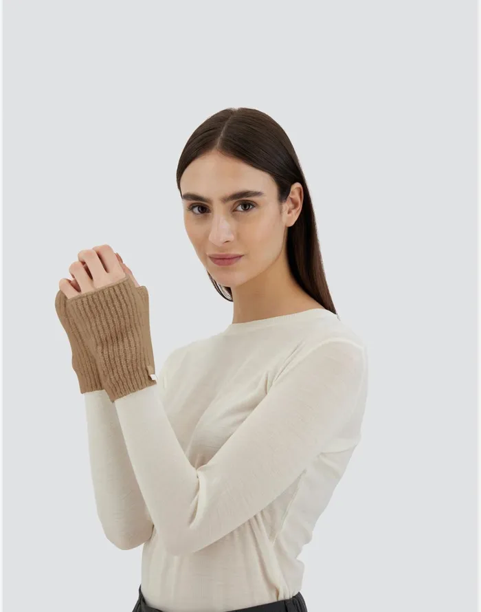 Herno GLOVES IN PLAINALPACA WOOL Earthenware Women Sleeves and Gloves