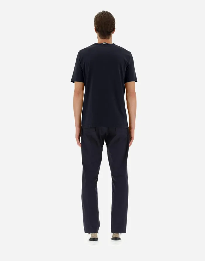 Herno JERSEY CREPE TSHIRT Blu Navy Men Tshirts and Polo Shirts