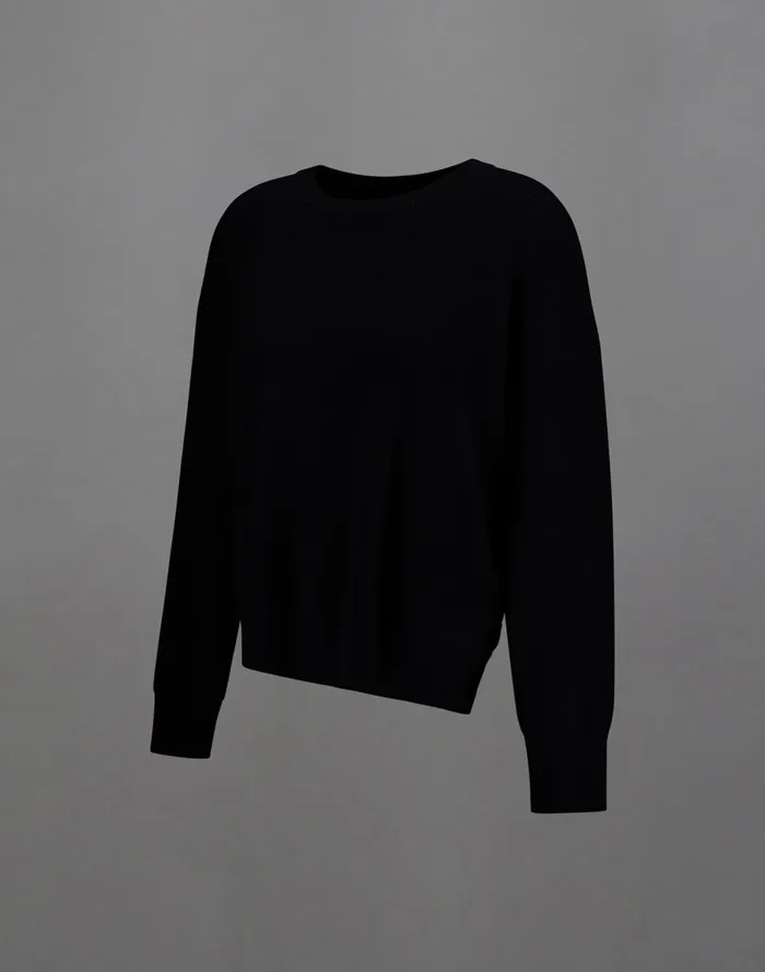 Herno LAMINAR SWEATER IN COTTON and WOOL KNIT Black Women Sweaters and Cardigan