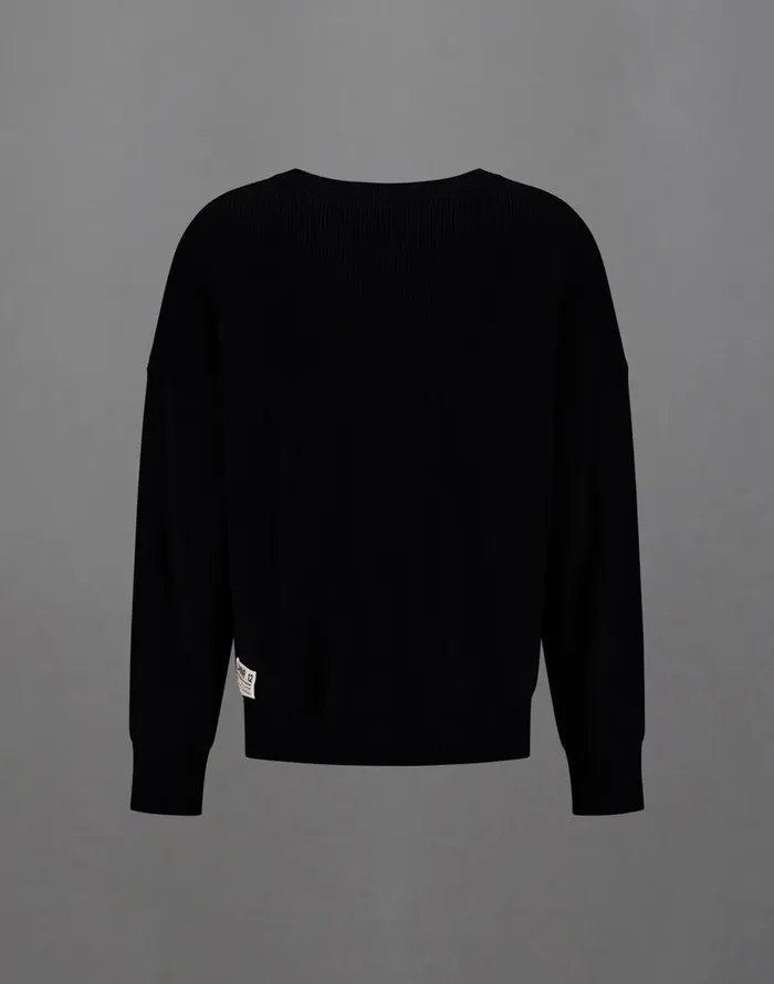 Herno LAMINAR SWEATER IN COTTON and WOOL KNIT Black Women Sweaters and Cardigan