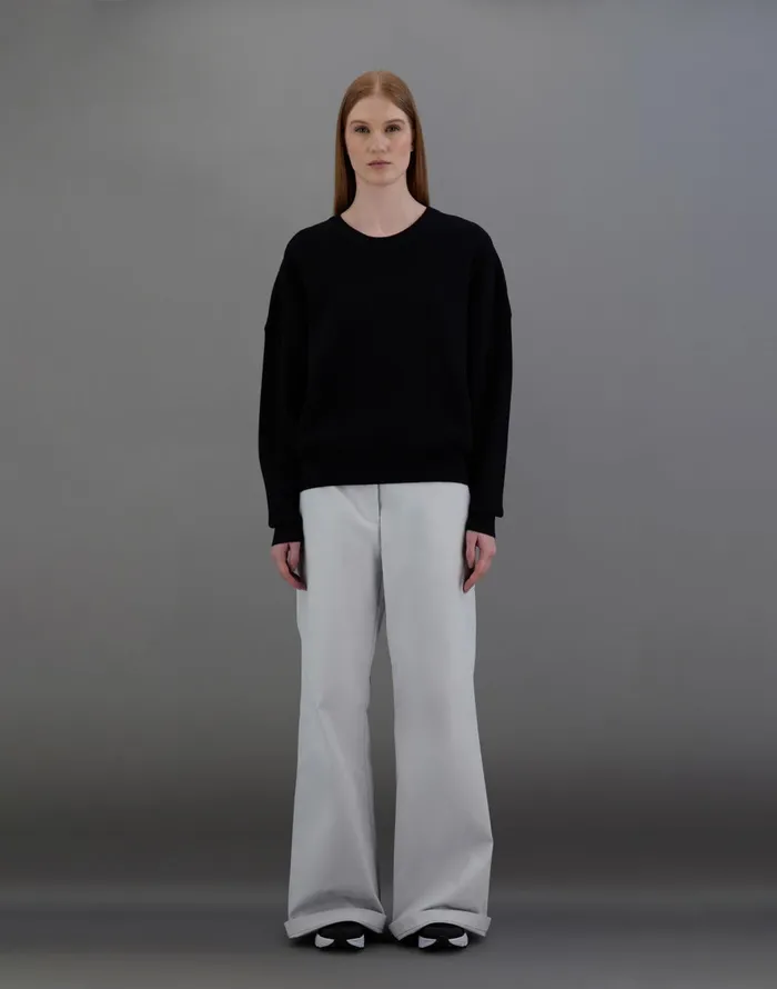 Herno LAMINAR SWEATER IN COTTON and WOOL KNIT Black Women Sweaters and Cardigan