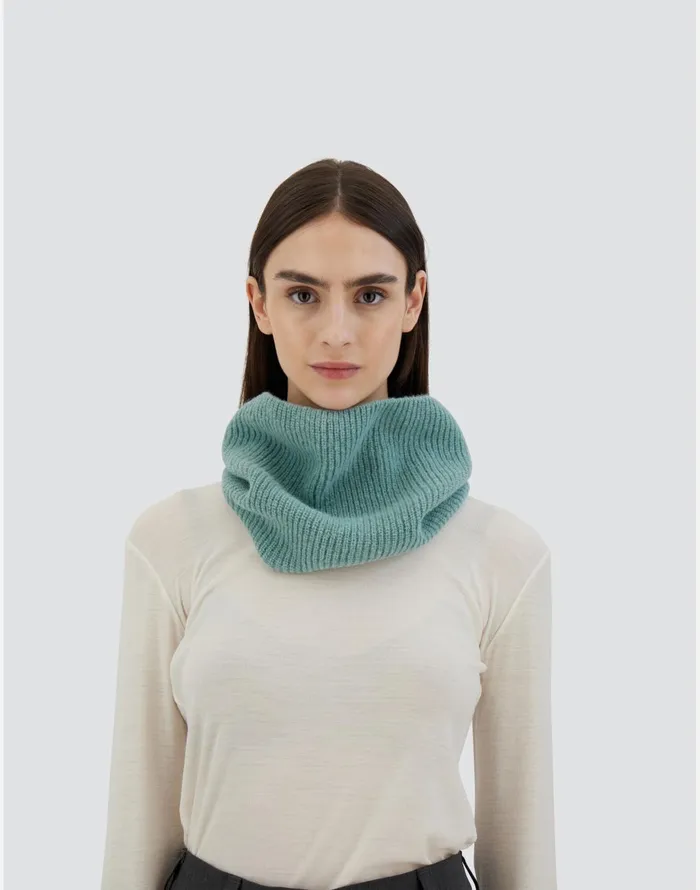 Herno NECK WARMER IN PLAINALPACA WOOL Green Women Scarves