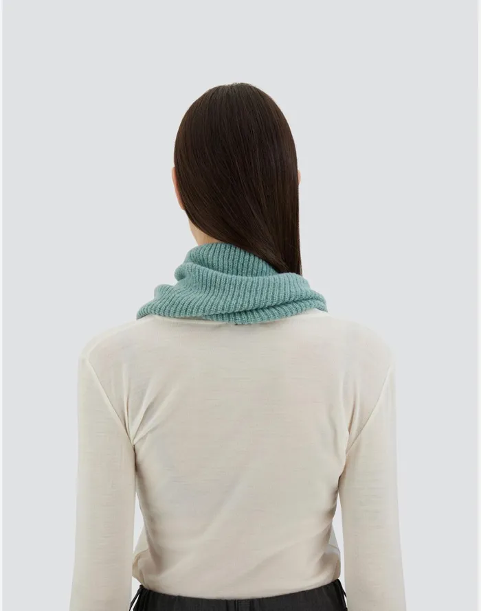 Herno NECK WARMER IN PLAINALPACA WOOL Green Women Scarves